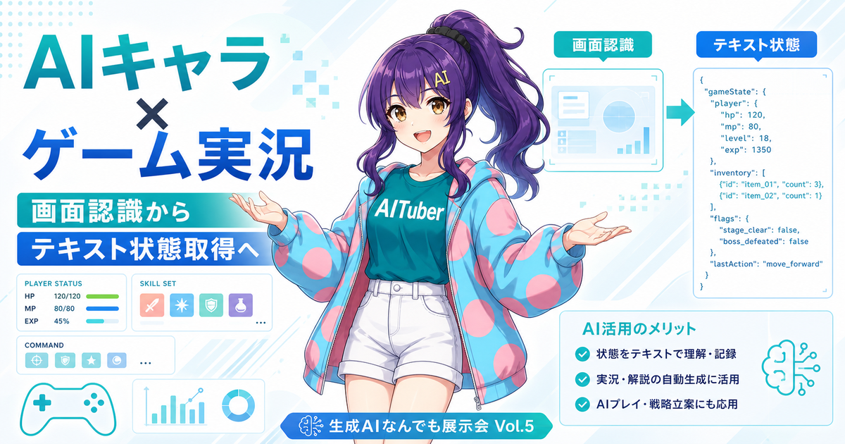 生成AIなんでも展示会 Vol.5 でAIキャラのゲーム実況＆プレイを展示します